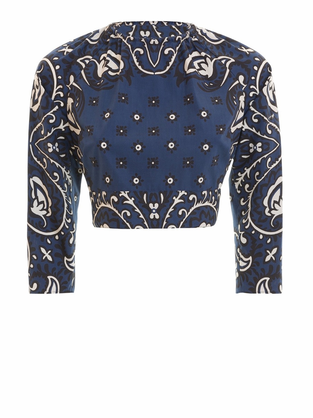 RED Valentino Navy and White Bandana Printed Top with open Back